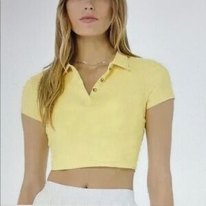 ALO Yoga Yellow Polo Top